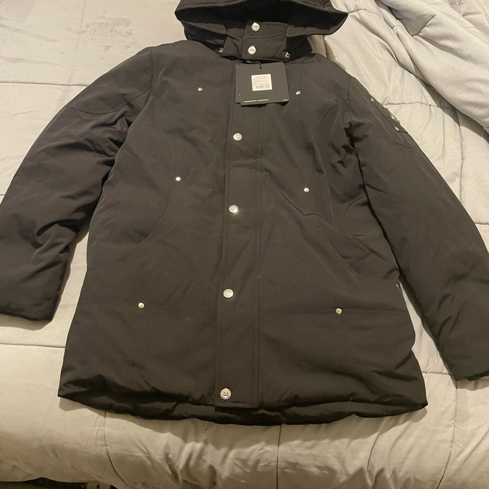 Moose Knuckles Black Hooded Puffer Jacket